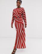 Asos Design Wrap Detail Maxi Dress In Wide Stripe