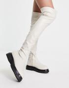 Truffle Collection Chucky Stretch Over The Knee Boots In Cream-white