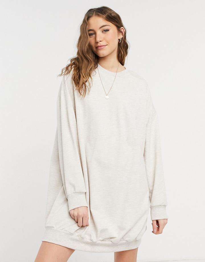 Asos Design Oversized Sweat Dress In Oatmeal Heather-neutral