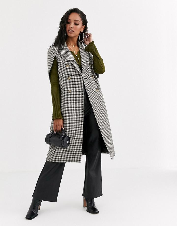 Asos Design Formal Check Cape Coat-multi