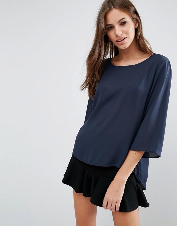 Vero Moda 3/4 Slit Side Top - Navy