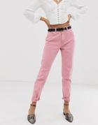 Vero Moda Washed Mom Jeans - Pink