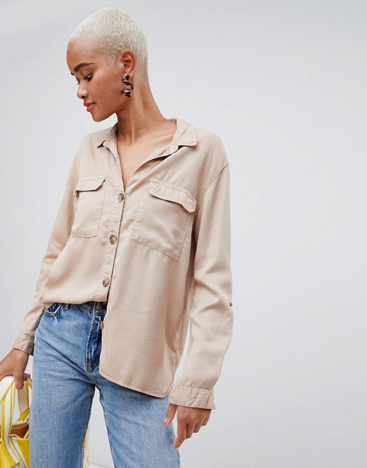 Stradivarius Utility Shirt - Beige