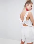 Boohoo Tie Back Romper - White
