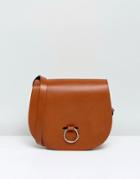 Leather Satchel Company Saddle Bag With Bull Ring Closure - Tan