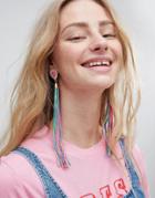 Asos Statement Jewel Stone And Multicolor Tassel Earrings - Gold