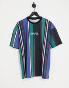 Mennace T-shirt In Multicolor Retro Vertical Stripes
