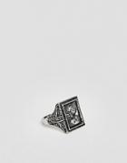 Asos Design Coin Head Style Ring In Burnished Silver Tone - Silver