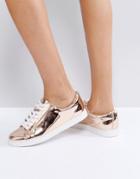 Faith Rose Gold Lace Up Sneakers - Gold