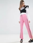 Asos Woven Wide Leg Track Pants With Side Stripe - Pink
