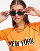 Rebellious Fashion New York Printed Slogan T-shirt In Orange