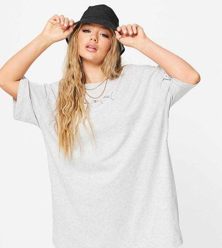Puma Repeat Cat Logo T-shirt Dress In Gray - Exclusive To Asos-grey