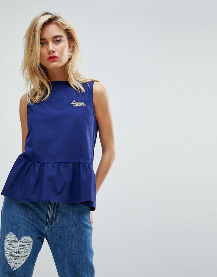Love Moschino Peplum Tank Top - Navy