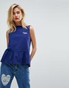Love Moschino Peplum Tank Top - Navy