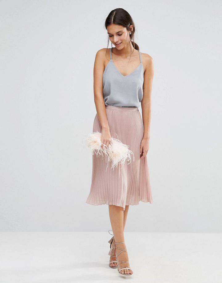 Tfnc Pleated Midi Skirt - Pink