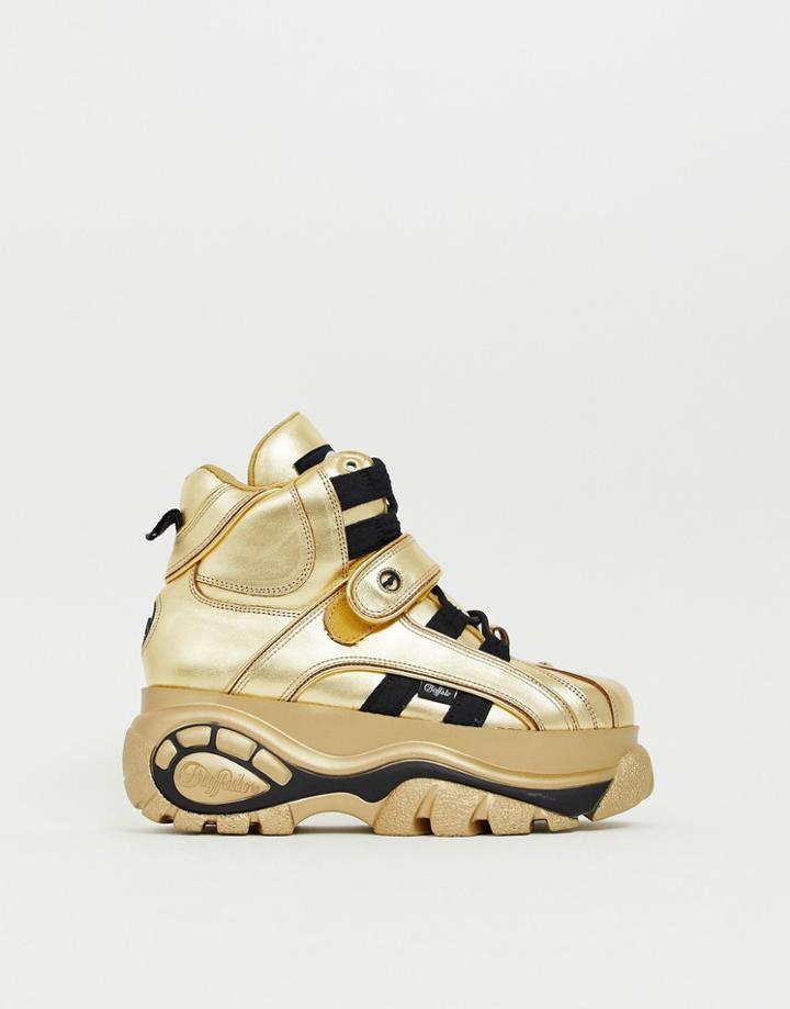 Buffalo Classic Hi Top Chunky Sole Sneakers In Gold - Gold