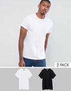 Asos T-shirt With Roll Sleeve 2 Pack Save - Multi
