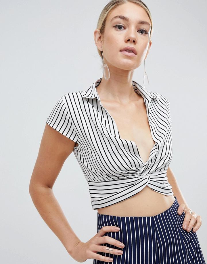 Parallel Lines Twist Front Blouse In Stripe Co-ord - Multi