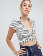 Parallel Lines Twist Front Blouse In Stripe Co-ord - Multi