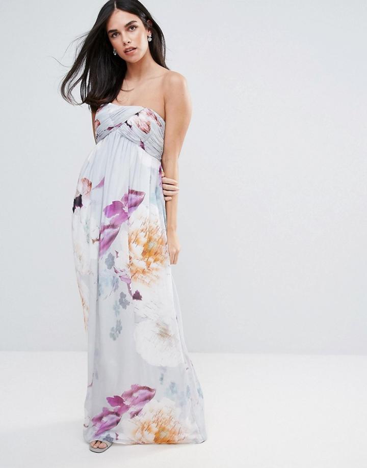 Little Misress Bandeau Maxi Dress In Floral Print - Multi