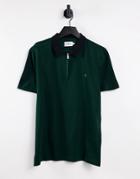 Farah Asher Zip Neck Polo In Green