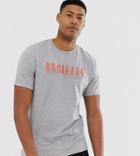Asos Design Tall Organic Cotton Relaxed Roll Sleeve T-shirt With City Print And Embroidery-gray