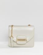 Asos Design Cross Body Bag With Chain Detail - Gray