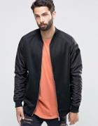 Only & Sons Bomber Sweat With Nylon Raglan Sleeve - Black