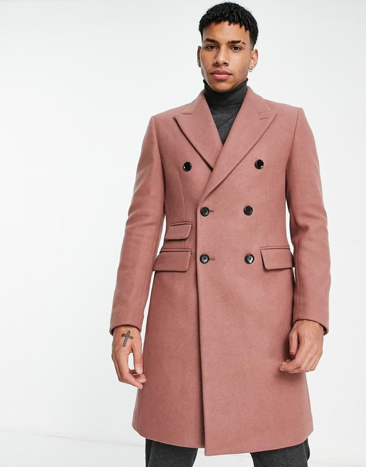 Gianni Feraud Double Breasted Wool Blend Coat-neutral