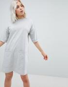 Asos Design Boyfriend T-shirt Dress With Pockets - Gray