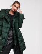 Stradivarius Padded Coat With Double Collar In Green