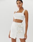 4th + Reckless Mini Skirt With Buckle Detail In White - White