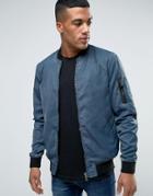 Solid Ma1 Bomber Jacket In Washed Blue - Blue
