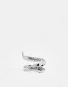 Asos Design Ring In Wraparound Snake Design In Silver Tone