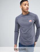 Ellesse Long Sleeve T-shirt With Small Logo In Slubby Fabric - Navy