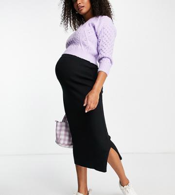 Cotton: On Maternity Midi Skirt In Black