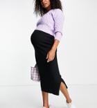Cotton: On Maternity Midi Skirt In Black