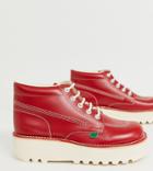 Kickers Hi Stack Platform Boots In Red Leather