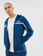 Lacoste Zip Through Logo Hooded Stripe Jacket-navy