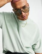 Asos Design Oversized Terrycloth T-shirt In Green