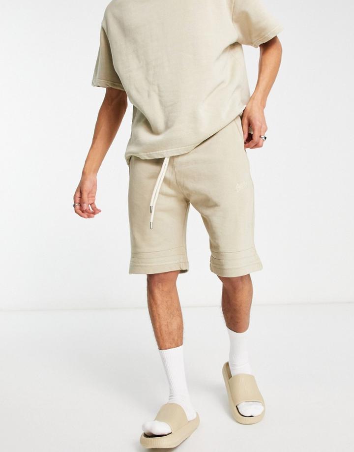 Pull & Bear Join Life Matching Sweats Shorts In Sand-neutral