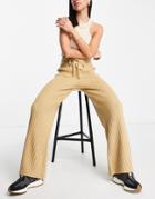 Pretty Lavish Wide Ribbed Knit Pants In Camel - Part Of A Set-neutral