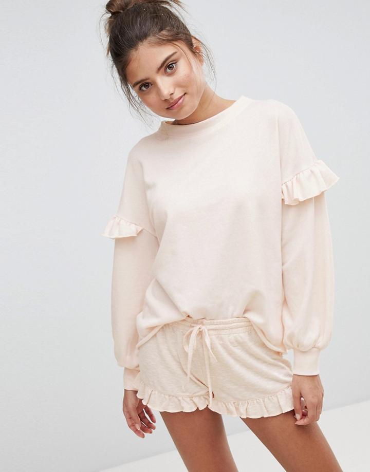 Hunkemoller Simplicity Lounge Ruffle Sweater - Pink