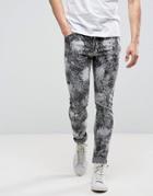 Asos Super Skinny Jeans With Bleach Spots Washed Black - Black