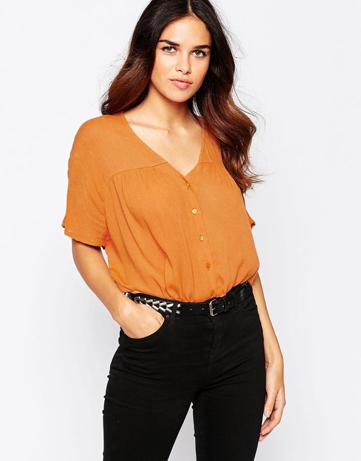 Asos Casual V Neck Kimono Blouse - Mustard