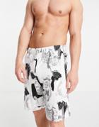 Asos Design Lounge Shorts In All Over Roman Print-multi