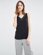 Warehouse V Neck V Back Shell Top - Black