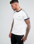 Fred Perry Slim Fit Sports Authentic Taped Sleeve T-shirt In White - White