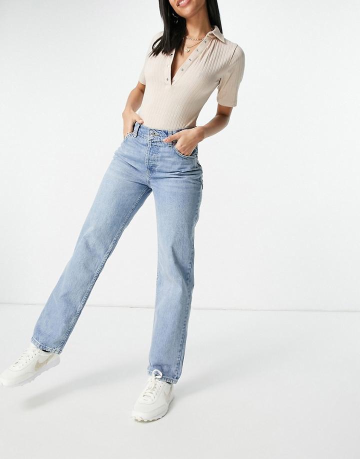 Asos Design Low Rise Straight Leg Jeans In Lightwash-blues