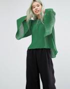 Weekday Carma Plisse Shirt - Green